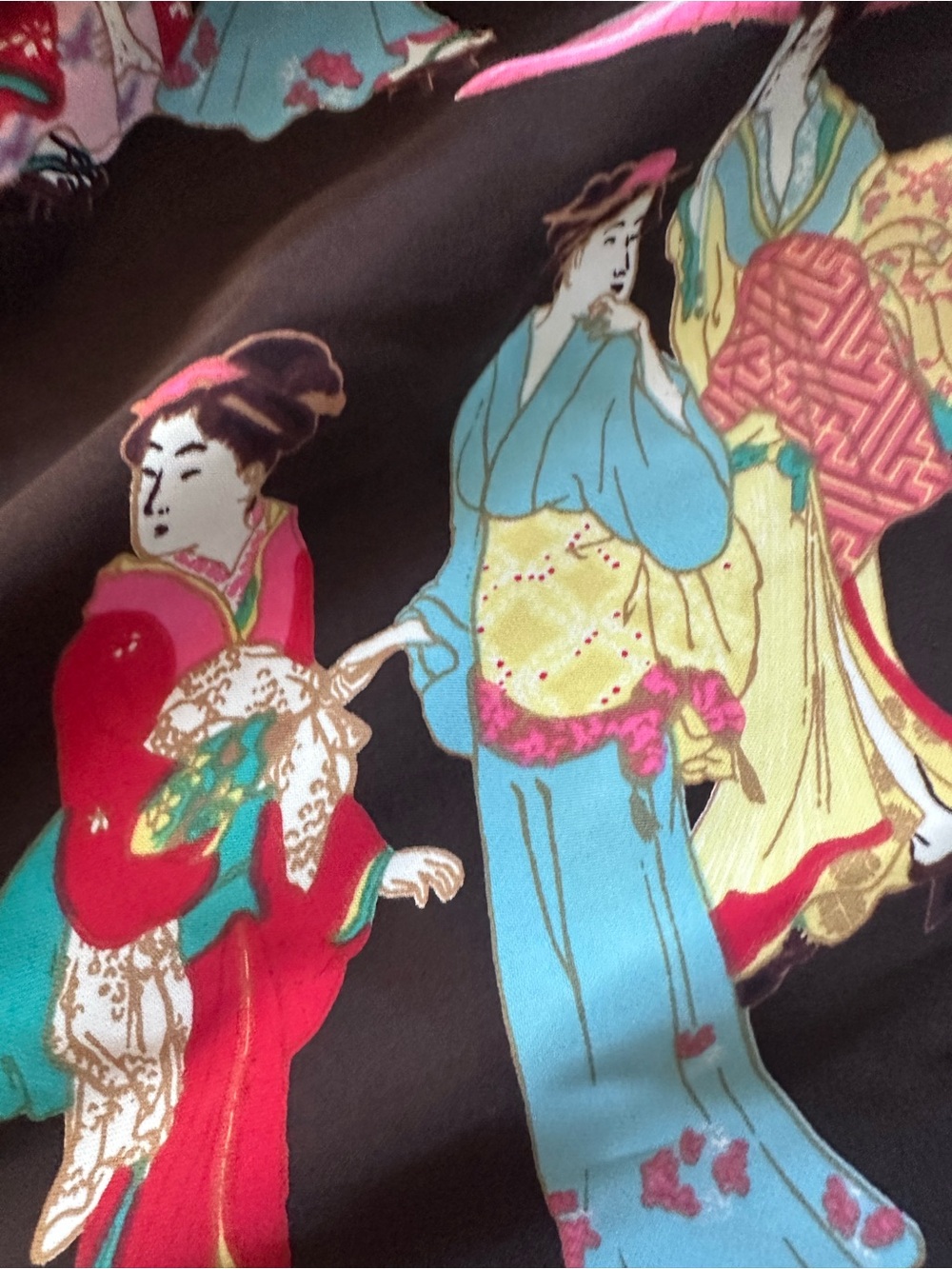 Natori Black Pajama Pants with Multicolor Geisha Print - Picture 5 of 5